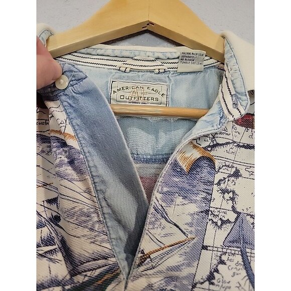 Vintage‎ Mens American Eagle Polo Nautical Cotton Size Large 90's - Picture 5 of 7